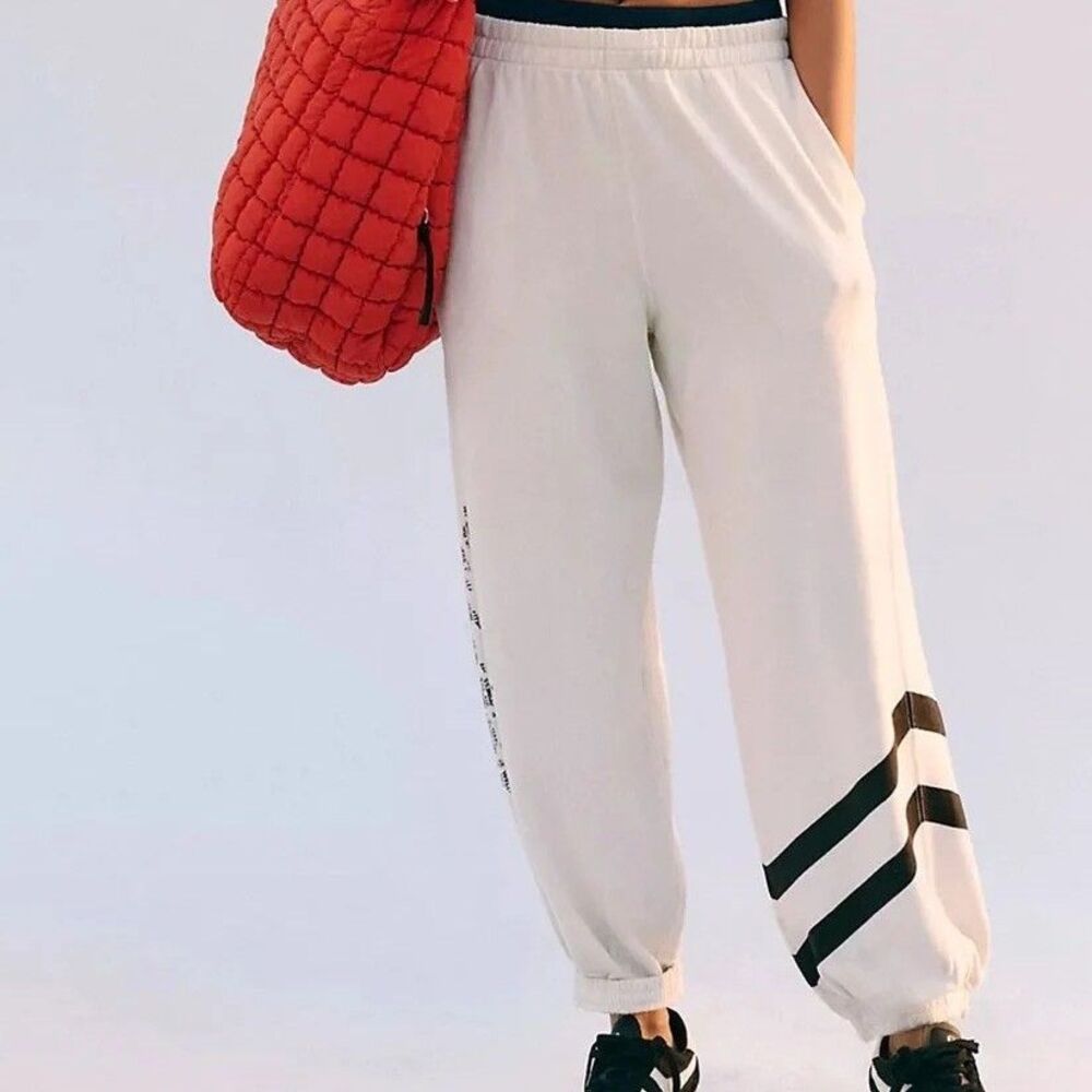 Free People FP Movement All Star Logo Sweatpants Graphic Printed White XL 291097